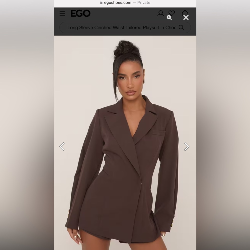 EGO Brown Blazer Suit Jacket with Wrap Front